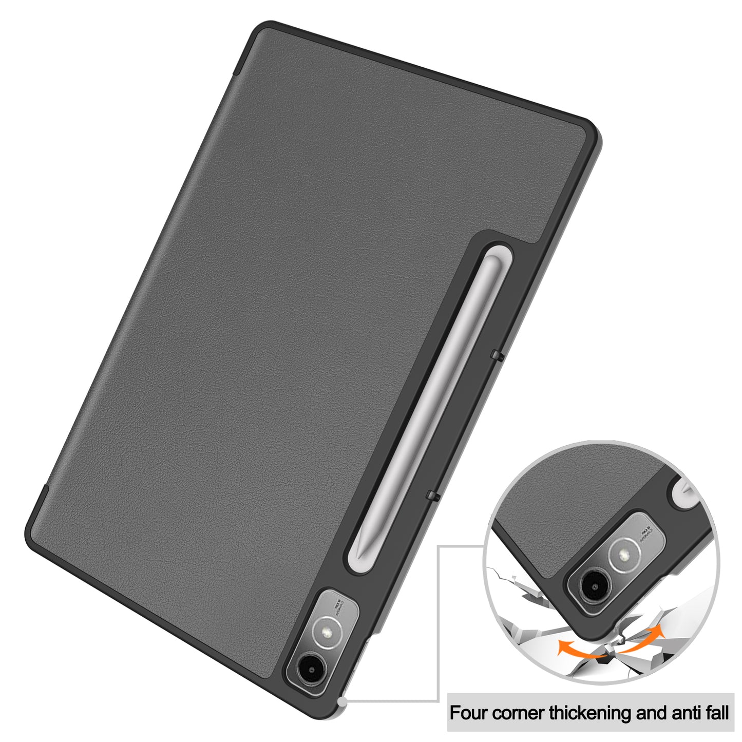 PU Leather Tablet Case for Lenovo Tab P12 , Tri-fold Stand Full Protection Tablet Cover
