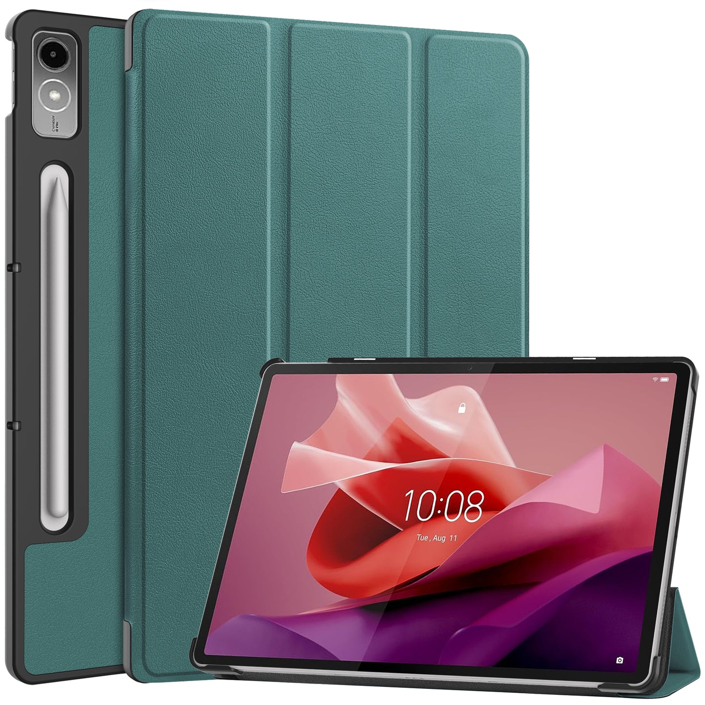 PU Leather Tablet Case for Lenovo Tab P12 , Tri-fold Stand Full Protection Tablet Cover