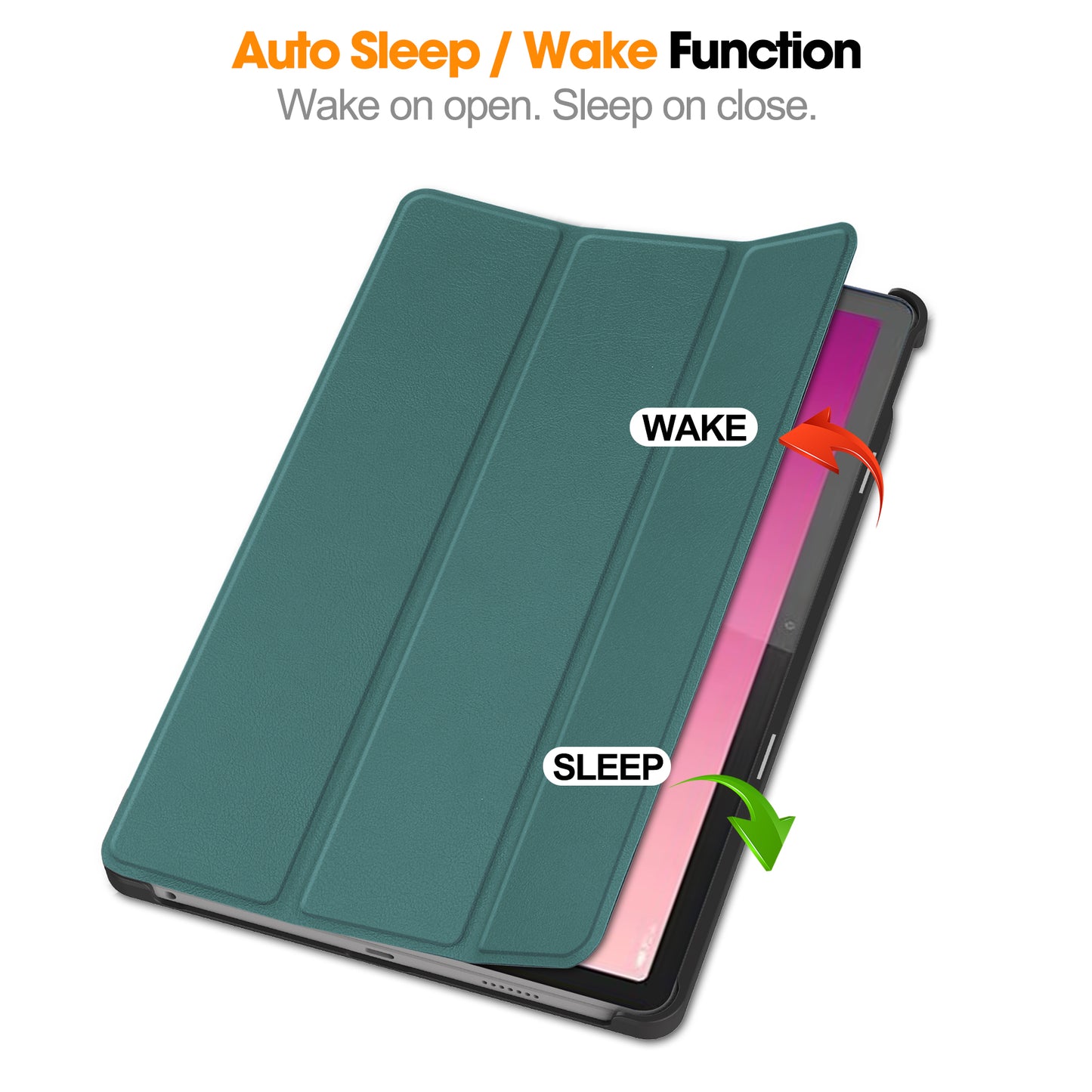 PU Leather Tablet Case for Lenovo Tab P12 , Tri-fold Stand Full Protection Tablet Cover