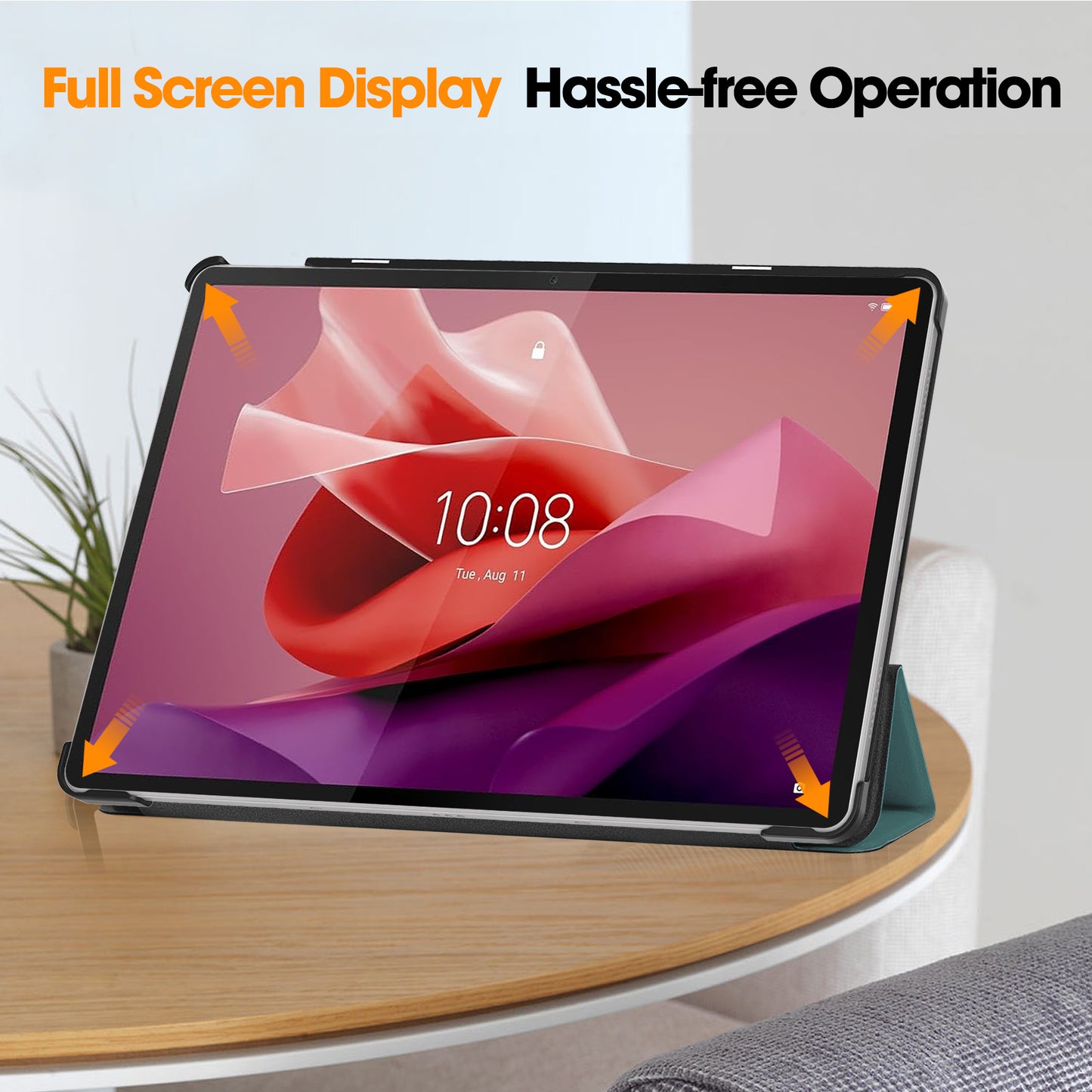 PU Leather Tablet Case for Lenovo Tab P12 , Tri-fold Stand Full Protection Tablet Cover