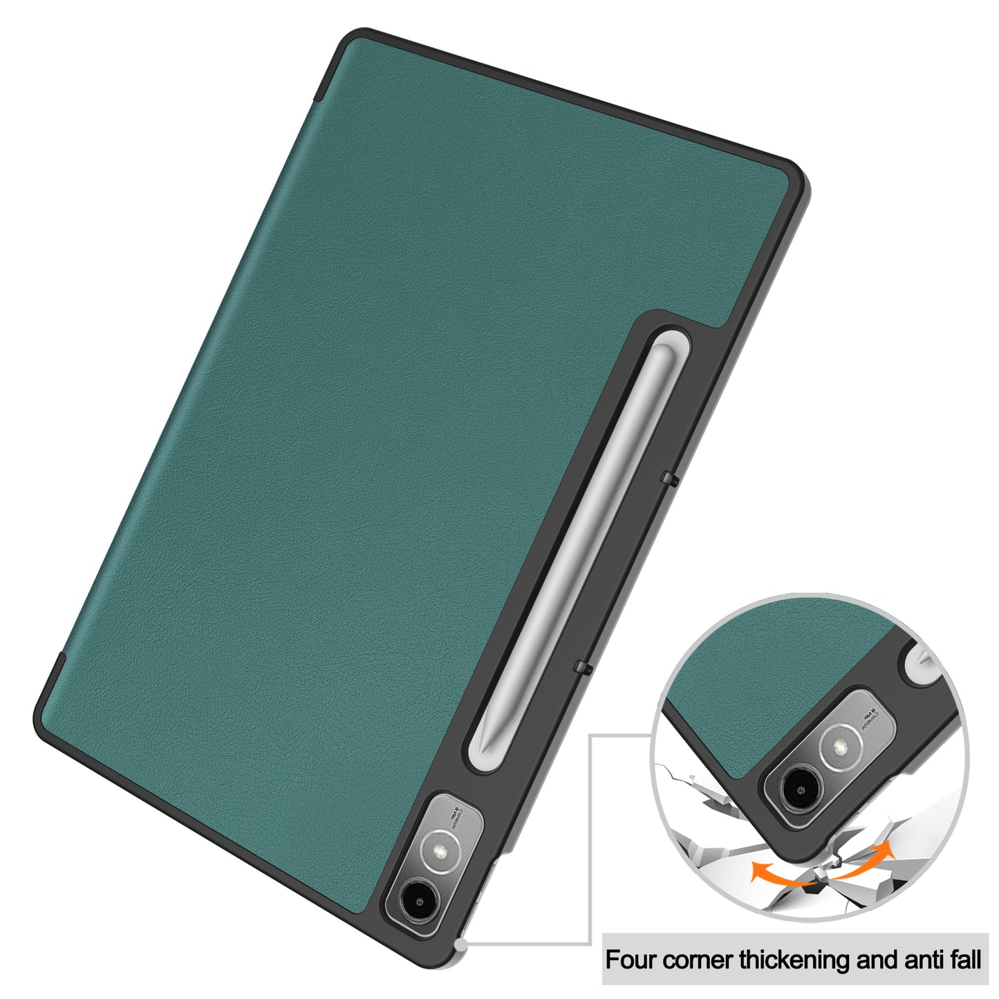 PU Leather Tablet Case for Lenovo Tab P12 , Tri-fold Stand Full Protection Tablet Cover