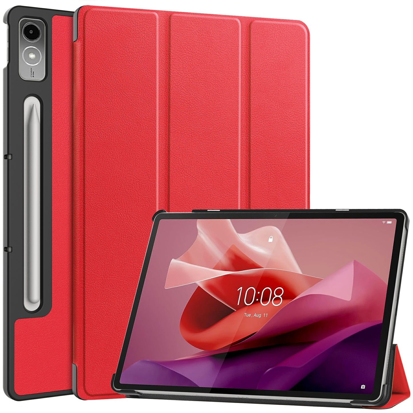 PU Leather Tablet Case for Lenovo Tab P12 , Tri-fold Stand Full Protection Tablet Cover