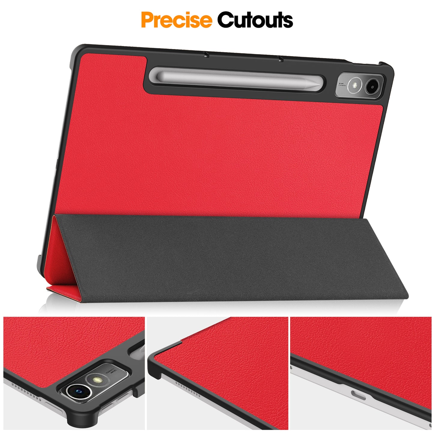 PU Leather Tablet Case for Lenovo Tab P12 , Tri-fold Stand Full Protection Tablet Cover