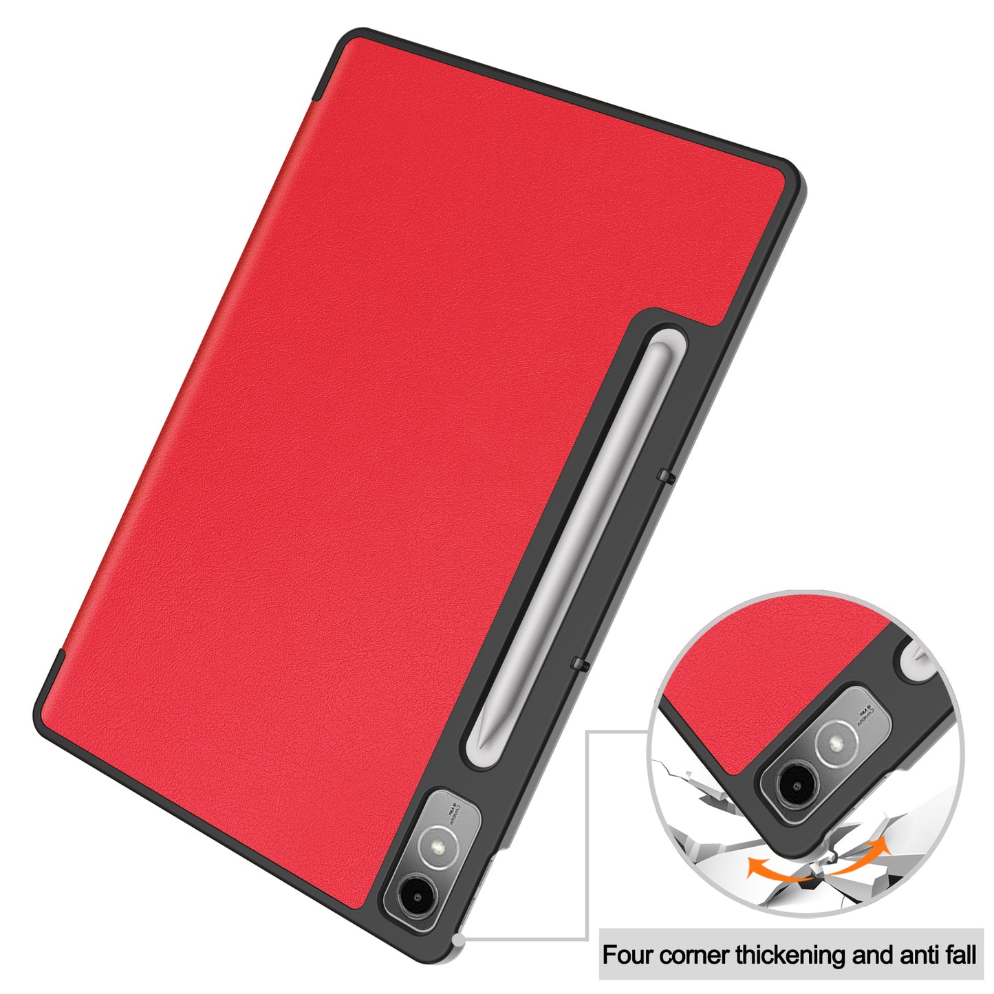 PU Leather Tablet Case for Lenovo Tab P12 , Tri-fold Stand Full Protection Tablet Cover