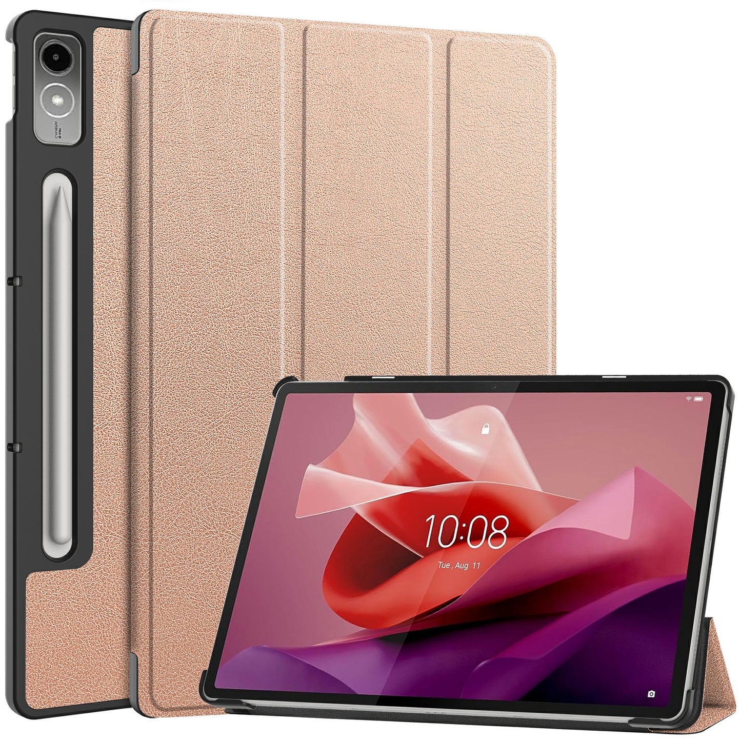 PU Leather Tablet Case for Lenovo Tab P12 , Tri-fold Stand Full Protection Tablet Cover