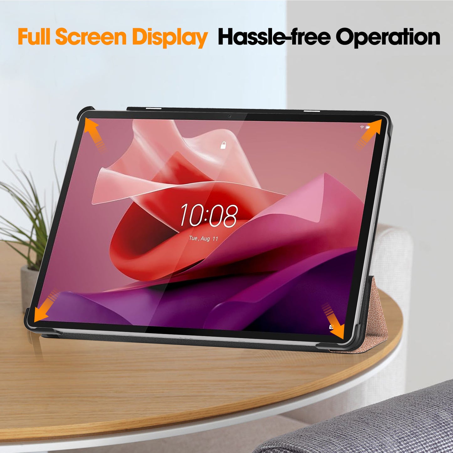 PU Leather Tablet Case for Lenovo Tab P12 , Tri-fold Stand Full Protection Tablet Cover