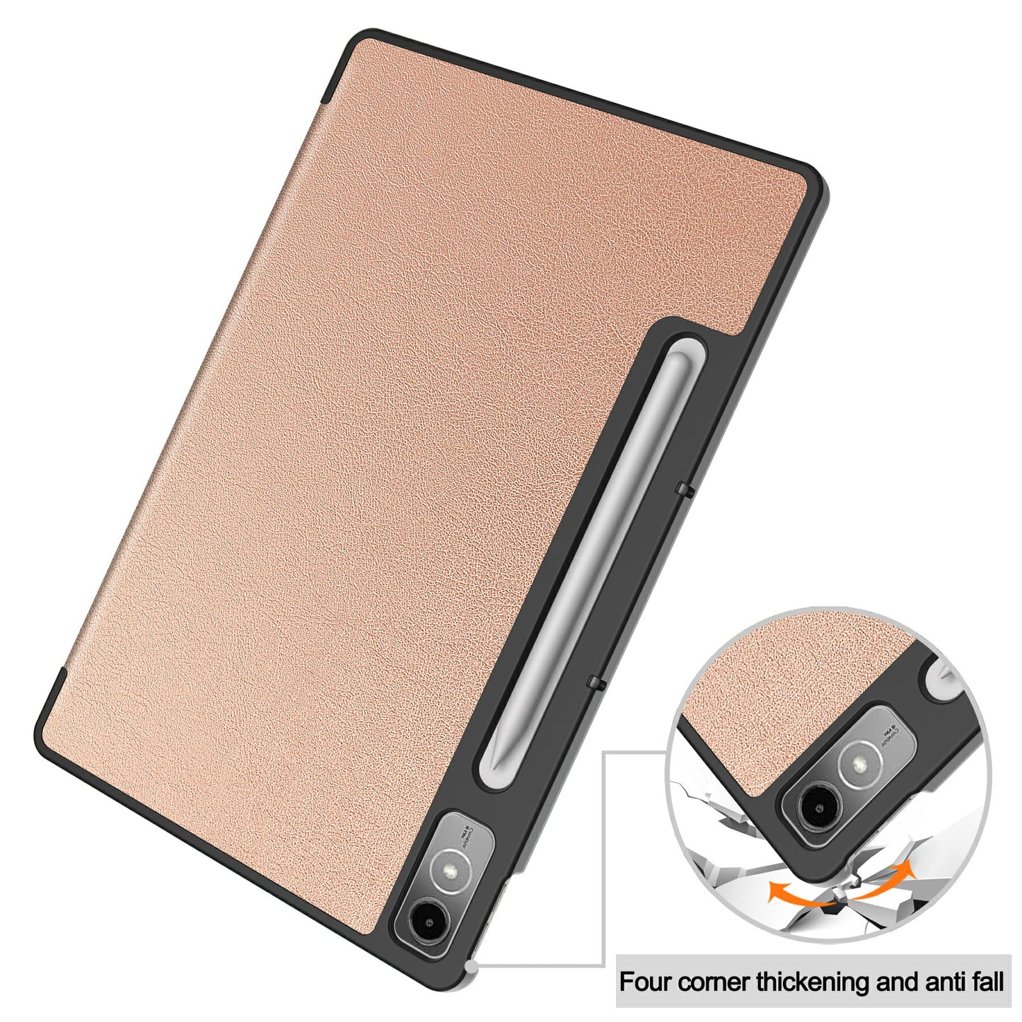 PU Leather Tablet Case for Lenovo Tab P12 , Tri-fold Stand Full Protection Tablet Cover