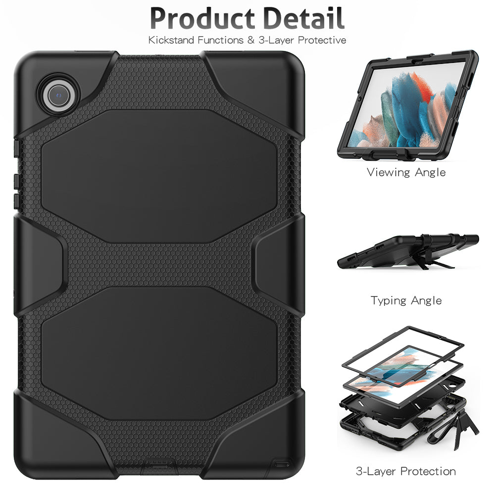 Kickstand Cover for Samsung Galaxy Tab A8 10.5 (2021) / (2022) , PC + Silicone Tablet Case with PET Screen Protector