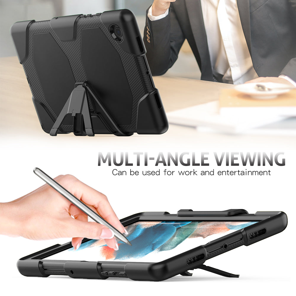 Kickstand Cover for Samsung Galaxy Tab A8 10.5 (2021) / (2022) , PC + Silicone Tablet Case with PET Screen Protector