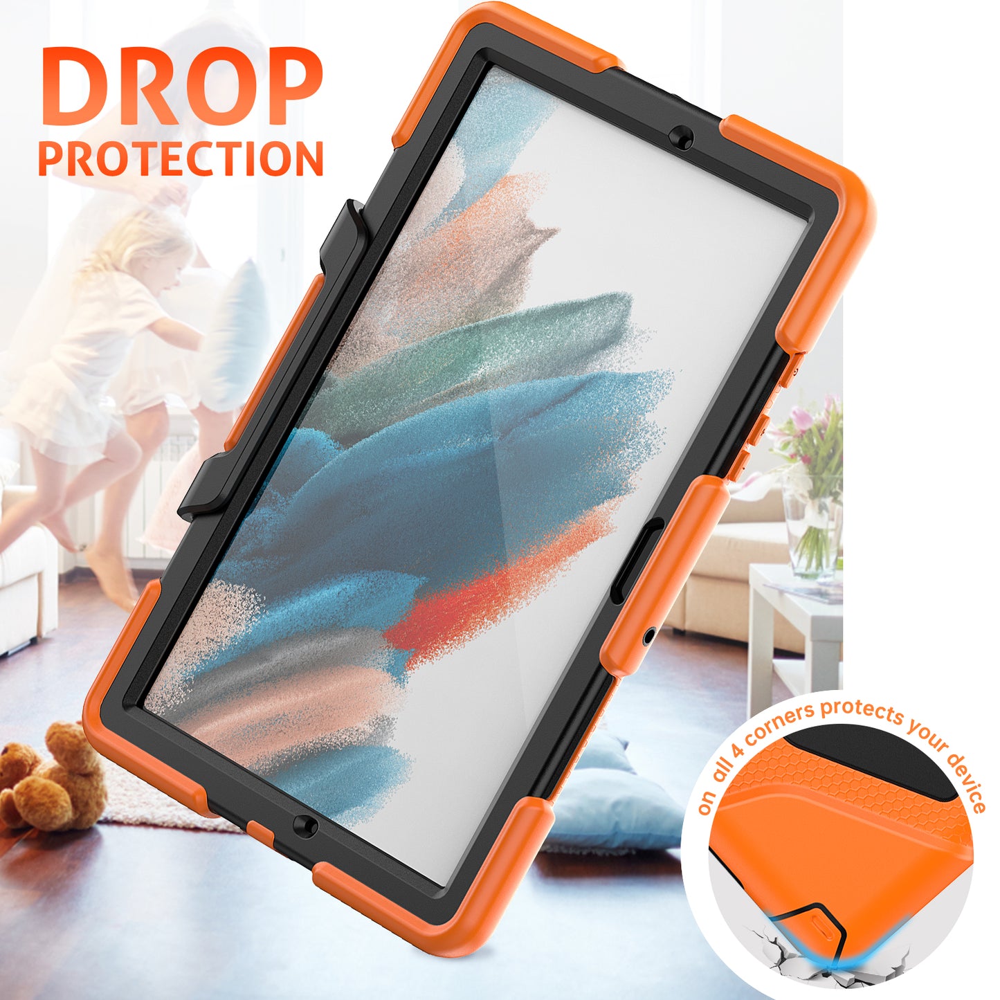 Kickstand Cover for Samsung Galaxy Tab A8 10.5 (2021) / (2022) , PC + Silicone Tablet Case with PET Screen Protector