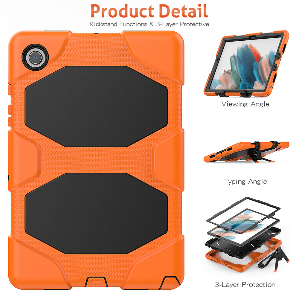 Kickstand Cover for Samsung Galaxy Tab A8 10.5 (2021) / (2022) , PC + Silicone Tablet Case with PET Screen Protector