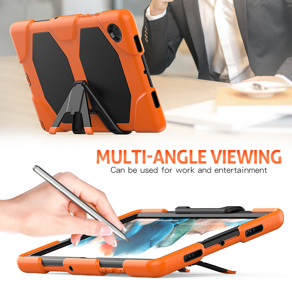 Kickstand Cover for Samsung Galaxy Tab A8 10.5 (2021) / (2022) , PC + Silicone Tablet Case with PET Screen Protector