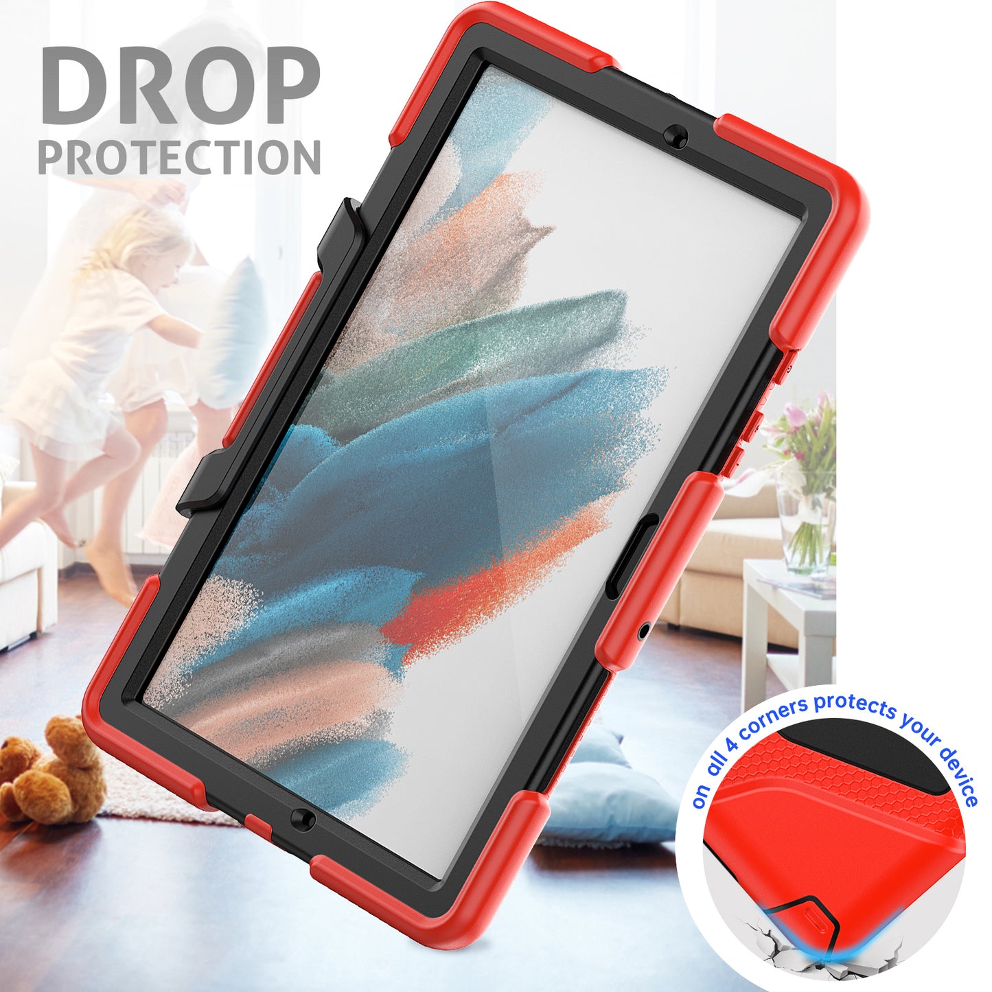 Kickstand Cover for Samsung Galaxy Tab A8 10.5 (2021) / (2022) , PC + Silicone Tablet Case with PET Screen Protector