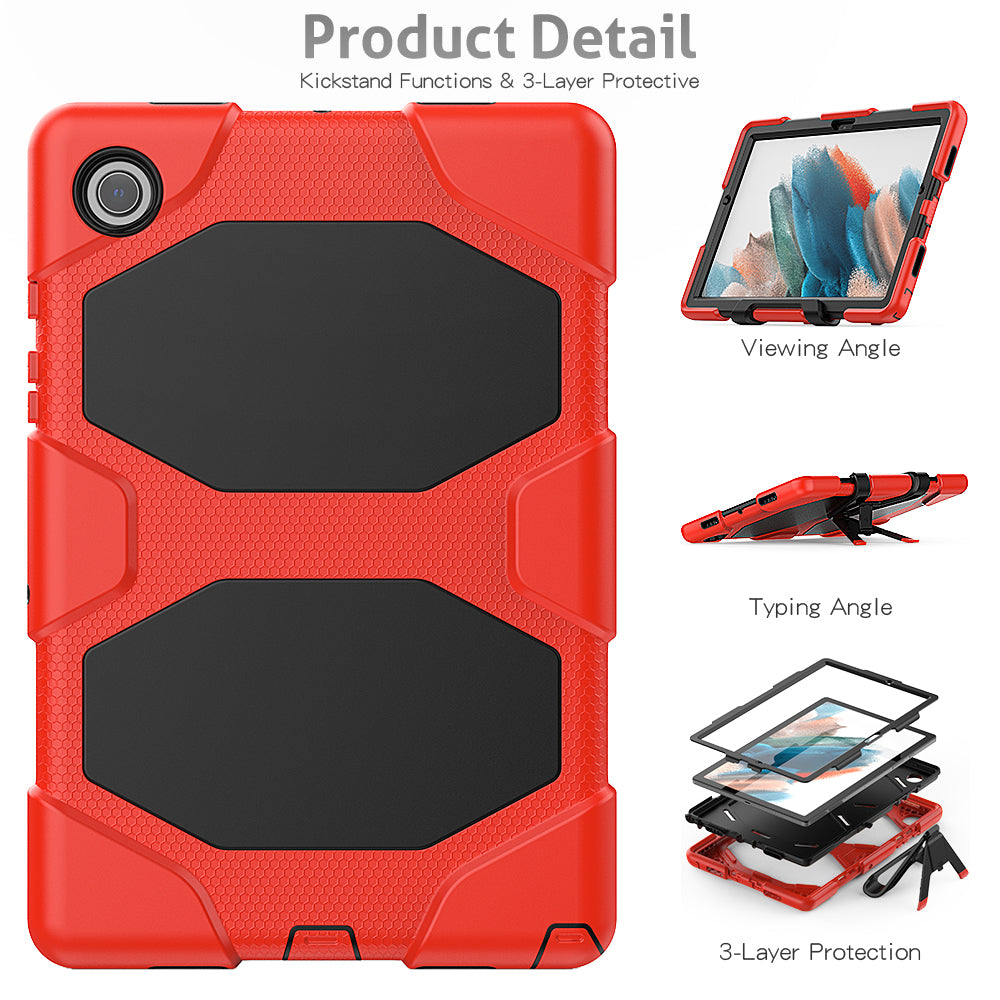 Kickstand Cover for Samsung Galaxy Tab A8 10.5 (2021) / (2022) , PC + Silicone Tablet Case with PET Screen Protector