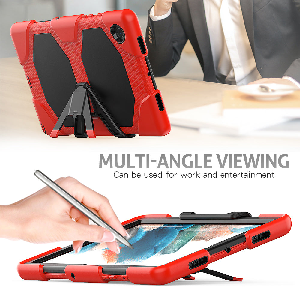 Kickstand Cover for Samsung Galaxy Tab A8 10.5 (2021) / (2022) , PC + Silicone Tablet Case with PET Screen Protector