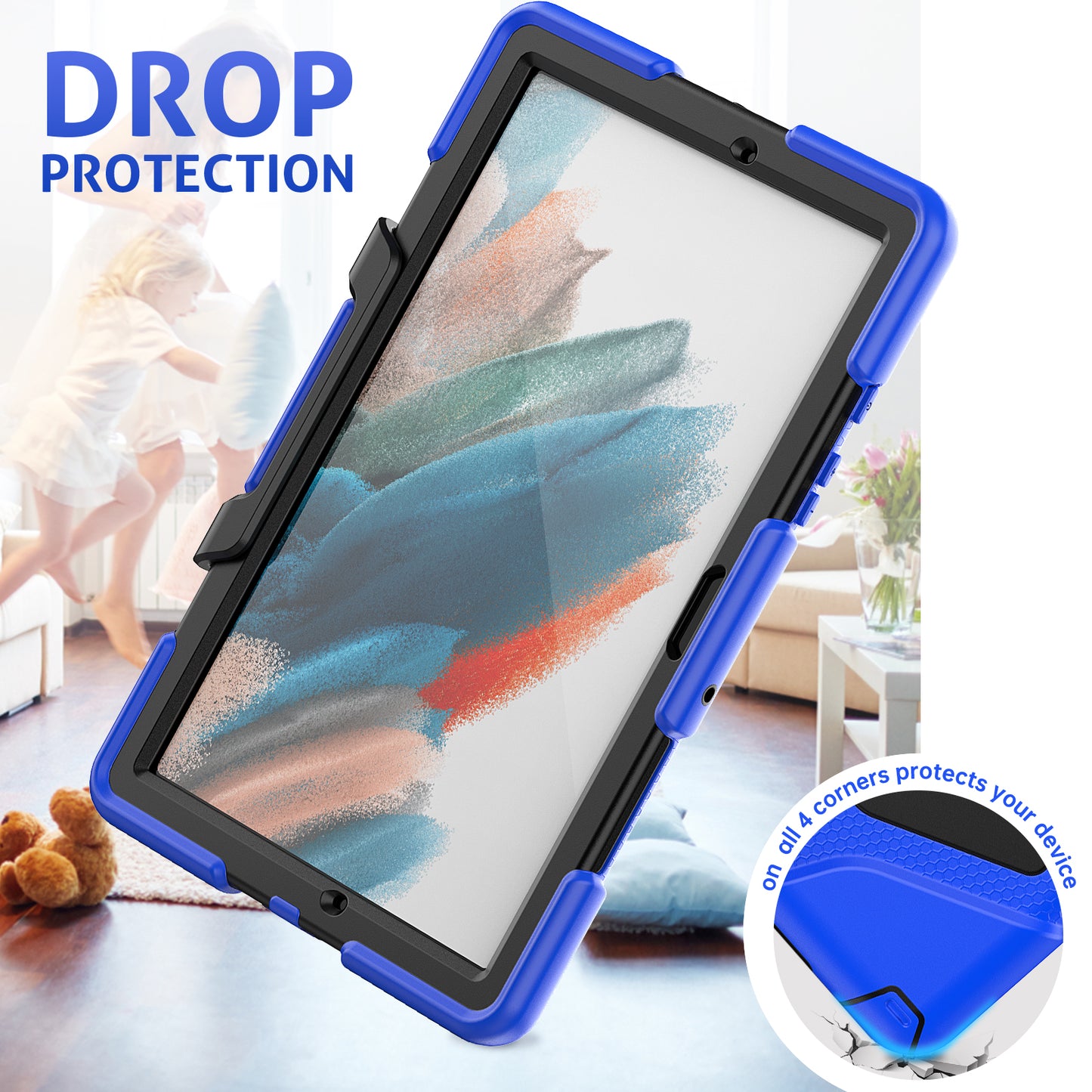 Kickstand Cover for Samsung Galaxy Tab A8 10.5 (2021) / (2022) , PC + Silicone Tablet Case with PET Screen Protector