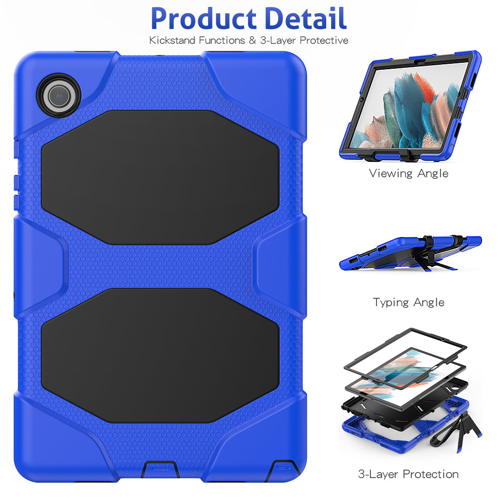 Kickstand Cover for Samsung Galaxy Tab A8 10.5 (2021) / (2022) , PC + Silicone Tablet Case with PET Screen Protector
