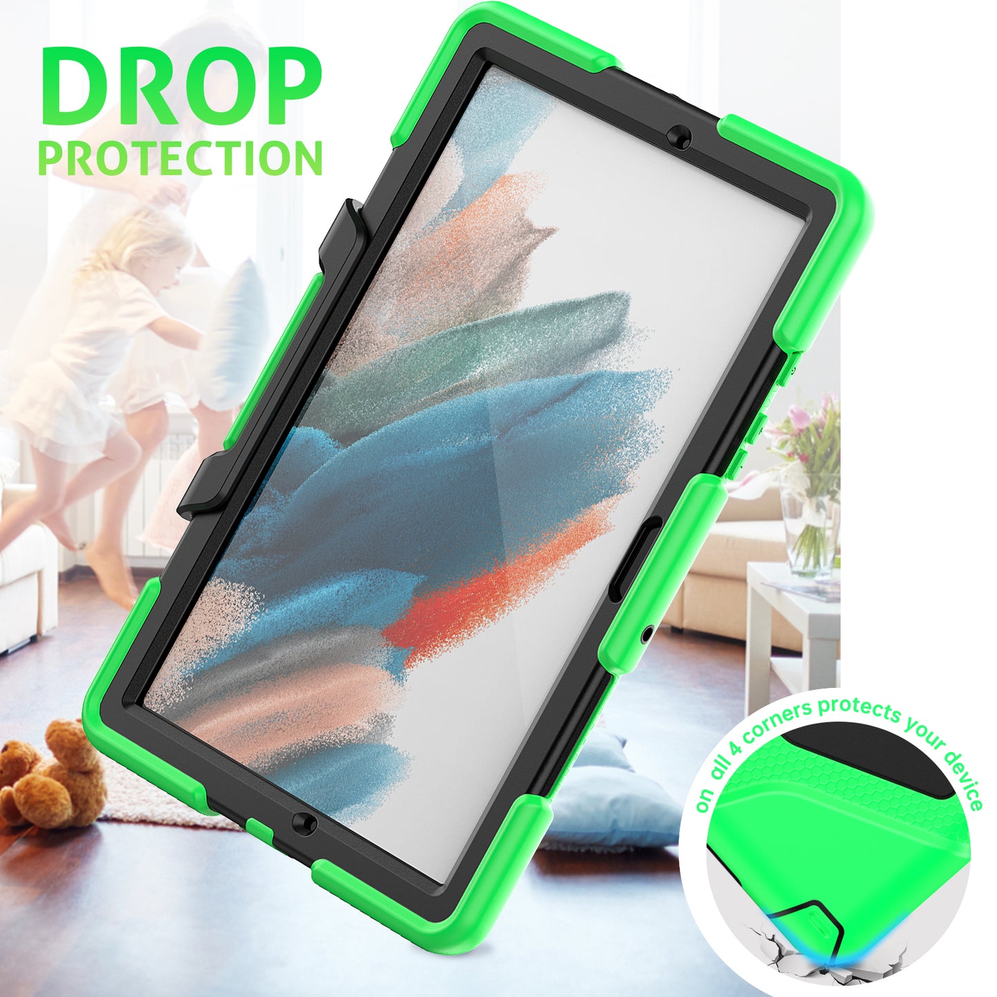 Kickstand Cover for Samsung Galaxy Tab A8 10.5 (2021) / (2022) , PC + Silicone Tablet Case with PET Screen Protector