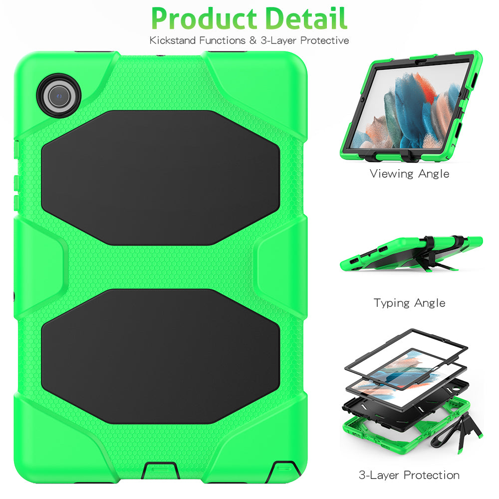 Kickstand Cover for Samsung Galaxy Tab A8 10.5 (2021) / (2022) , PC + Silicone Tablet Case with PET Screen Protector