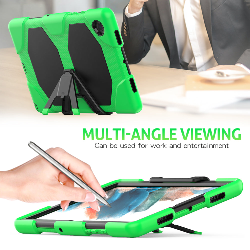 Kickstand Cover for Samsung Galaxy Tab A8 10.5 (2021) / (2022) , PC + Silicone Tablet Case with PET Screen Protector