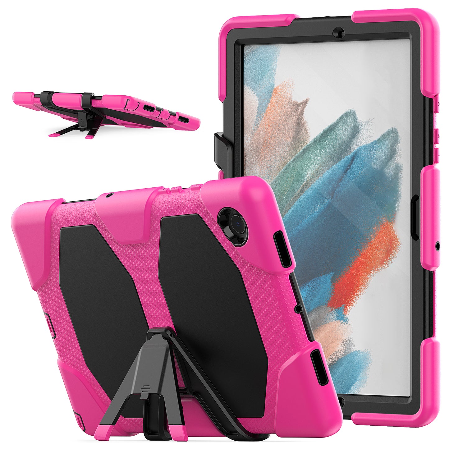 Kickstand Cover for Samsung Galaxy Tab A8 10.5 (2021) / (2022) , PC + Silicone Tablet Case with PET Screen Protector
