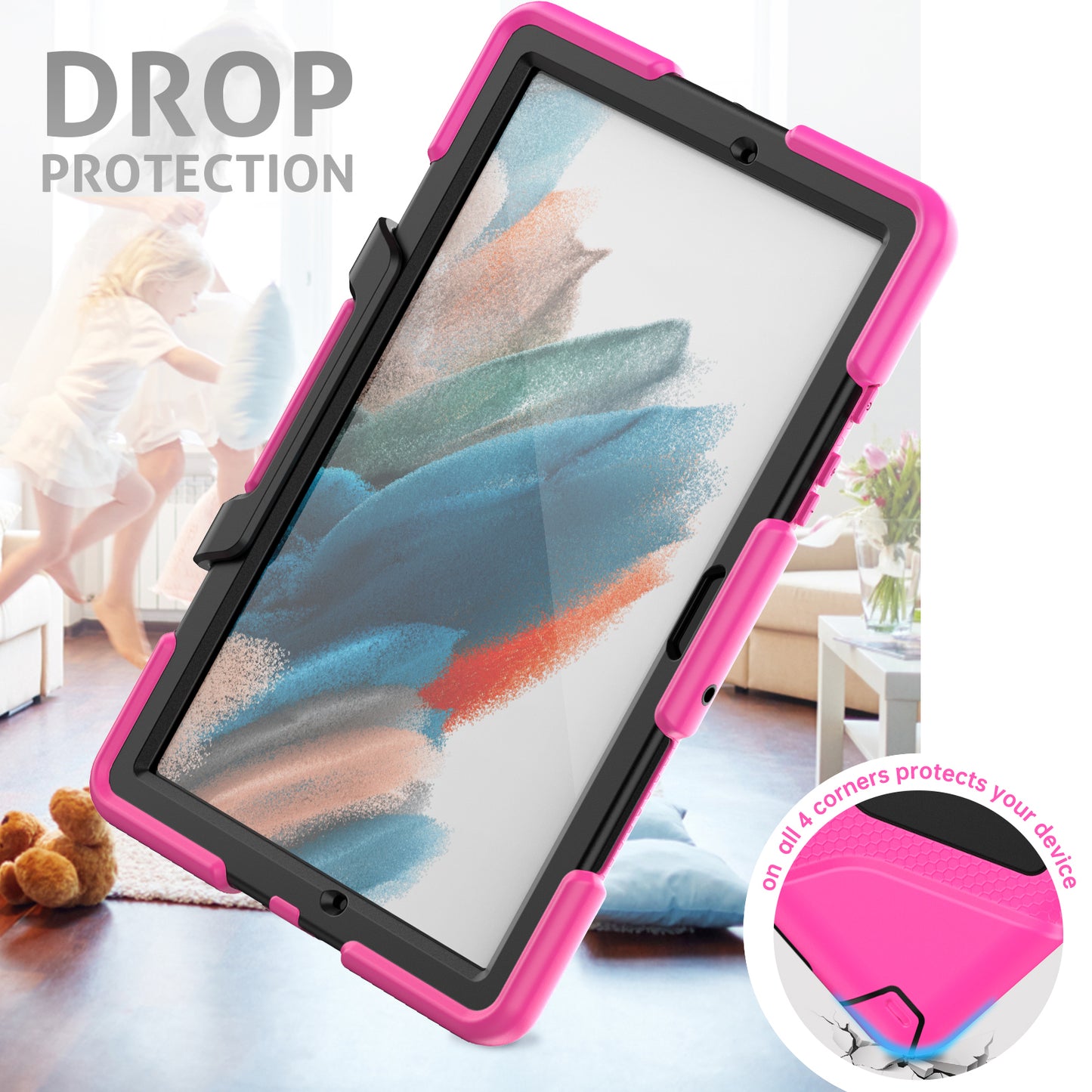 Kickstand Cover for Samsung Galaxy Tab A8 10.5 (2021) / (2022) , PC + Silicone Tablet Case with PET Screen Protector
