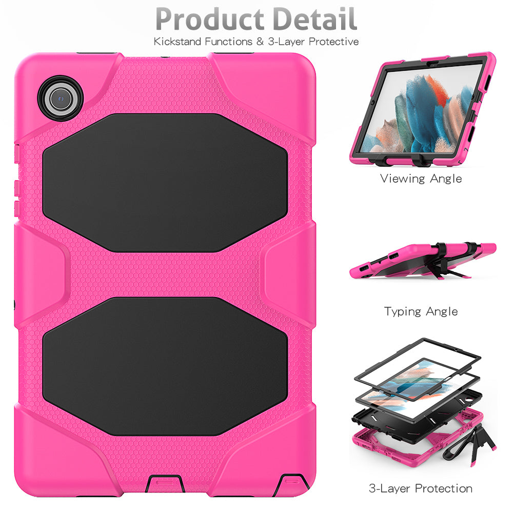 Kickstand Cover for Samsung Galaxy Tab A8 10.5 (2021) / (2022) , PC + Silicone Tablet Case with PET Screen Protector