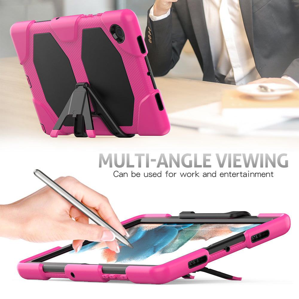 Kickstand Cover for Samsung Galaxy Tab A8 10.5 (2021) / (2022) , PC + Silicone Tablet Case with PET Screen Protector