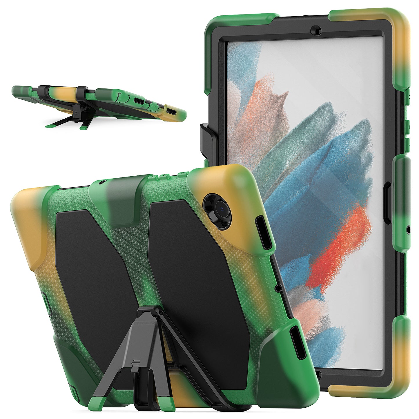 Kickstand Cover for Samsung Galaxy Tab A8 10.5 (2021) / (2022) , PC + Silicone Tablet Case with PET Screen Protector