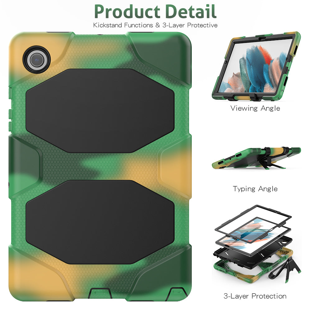 Kickstand Cover for Samsung Galaxy Tab A8 10.5 (2021) / (2022) , PC + Silicone Tablet Case with PET Screen Protector