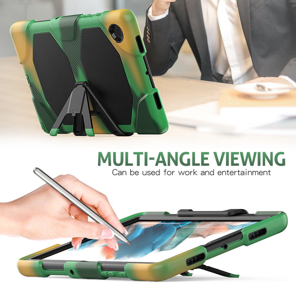 Kickstand Cover for Samsung Galaxy Tab A8 10.5 (2021) / (2022) , PC + Silicone Tablet Case with PET Screen Protector
