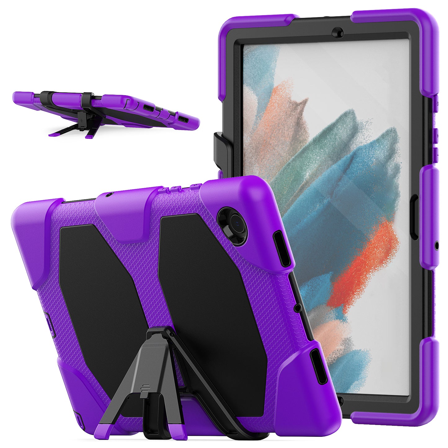 Kickstand Cover for Samsung Galaxy Tab A8 10.5 (2021) / (2022) , PC + Silicone Tablet Case with PET Screen Protector