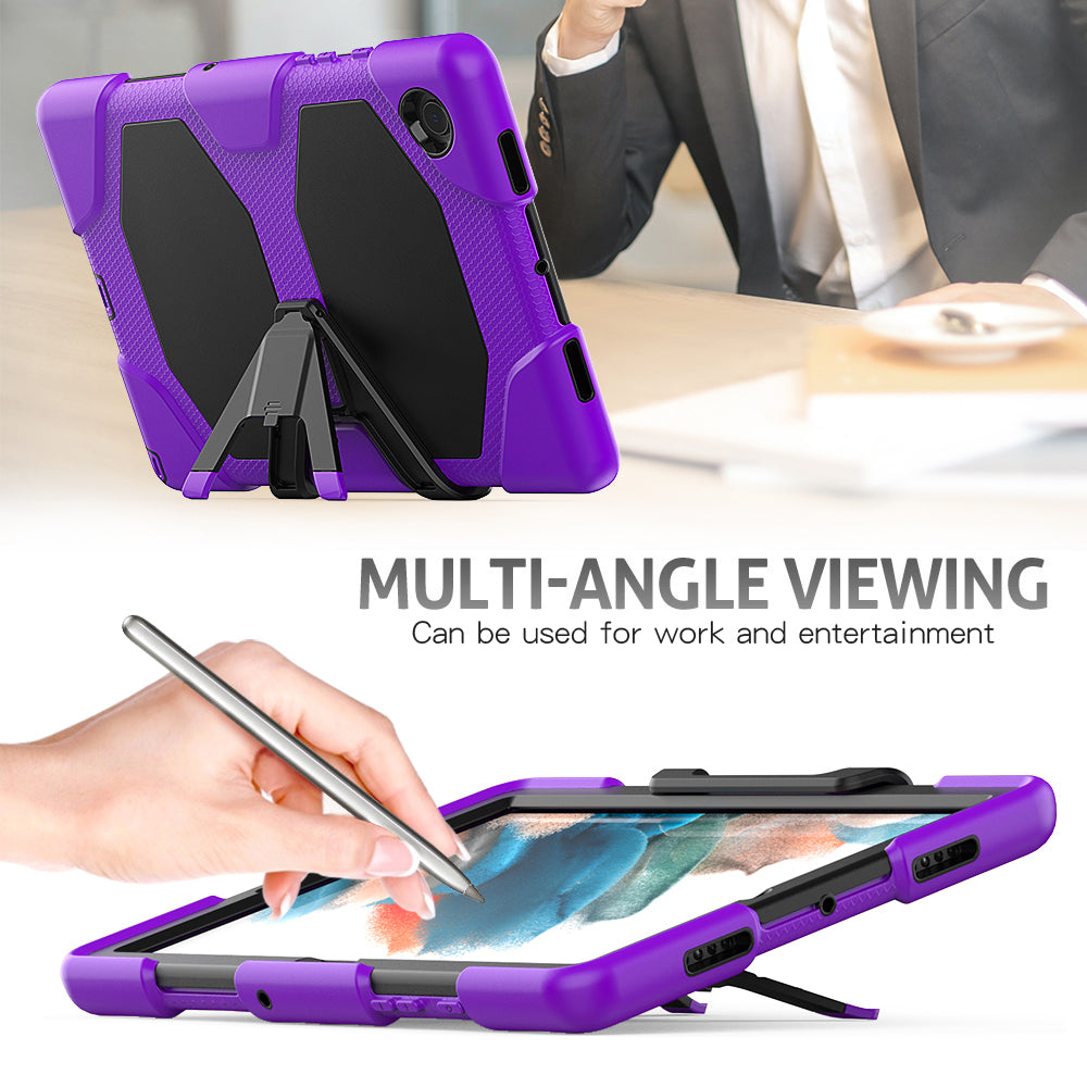 Kickstand Cover for Samsung Galaxy Tab A8 10.5 (2021) / (2022) , PC + Silicone Tablet Case with PET Screen Protector