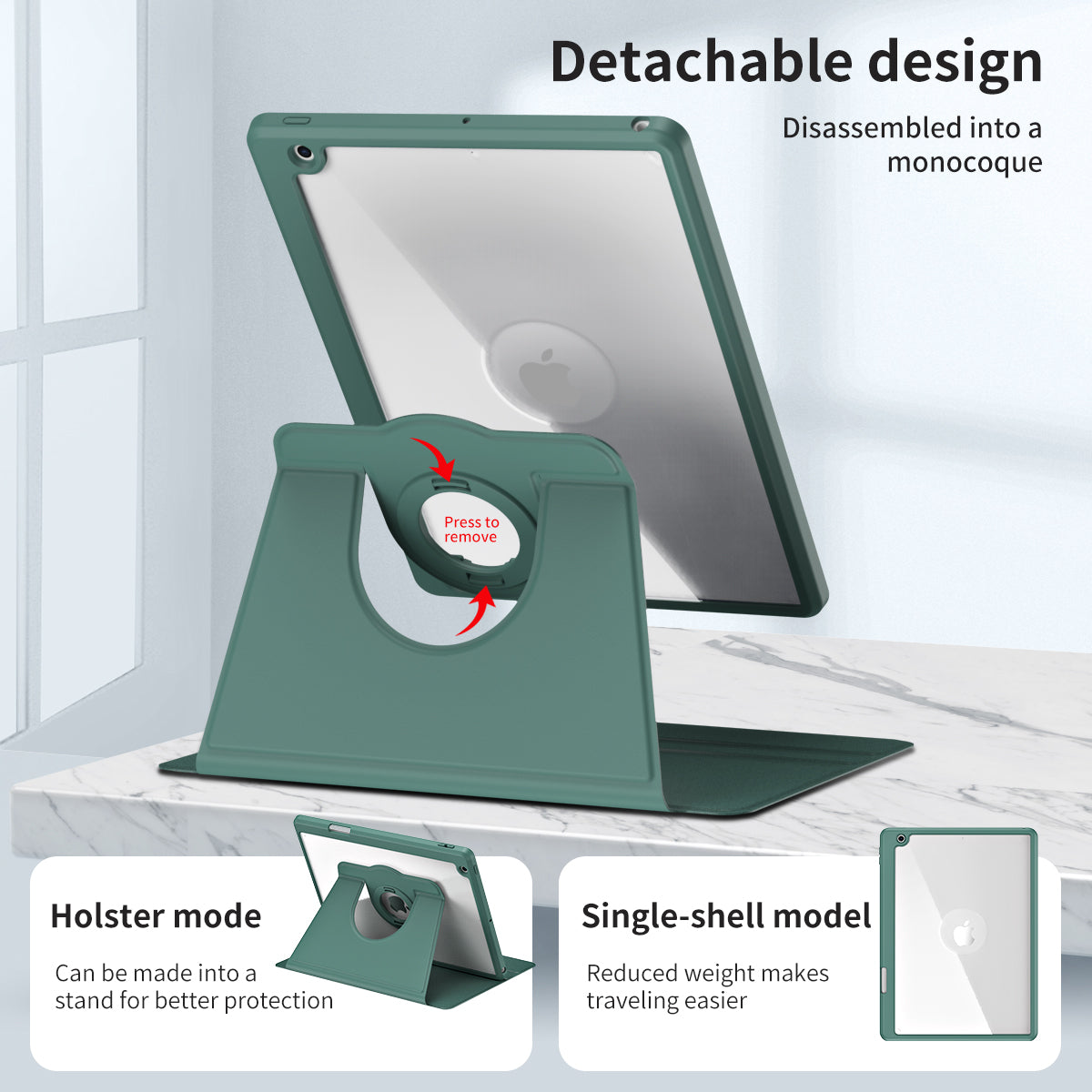 For iPad 10.2 (2021) / (2019) / (2020) Anti-Drop Tablet Case Rotating Stand PU Leather TPU Cover