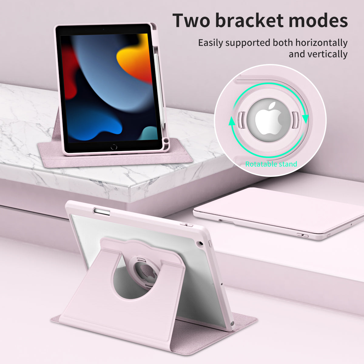 For iPad 10.2 (2021) / (2019) / (2020) Anti-Drop Tablet Case Rotating Stand PU Leather TPU Cover