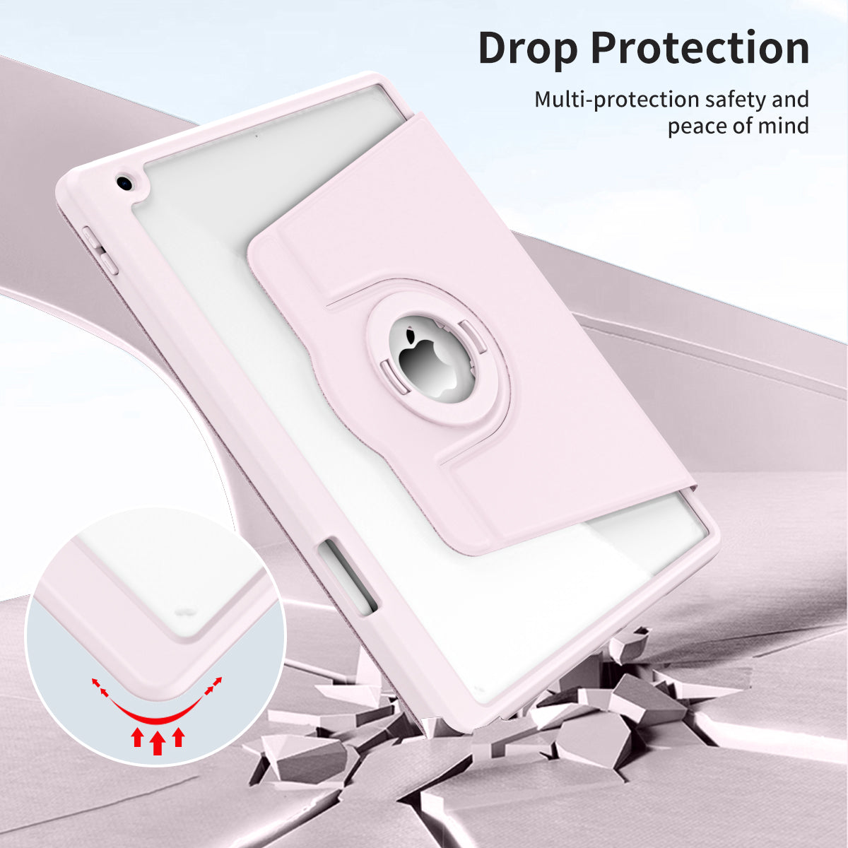 For iPad 10.2 (2021) / (2019) / (2020) Anti-Drop Tablet Case Rotating Stand PU Leather TPU Cover