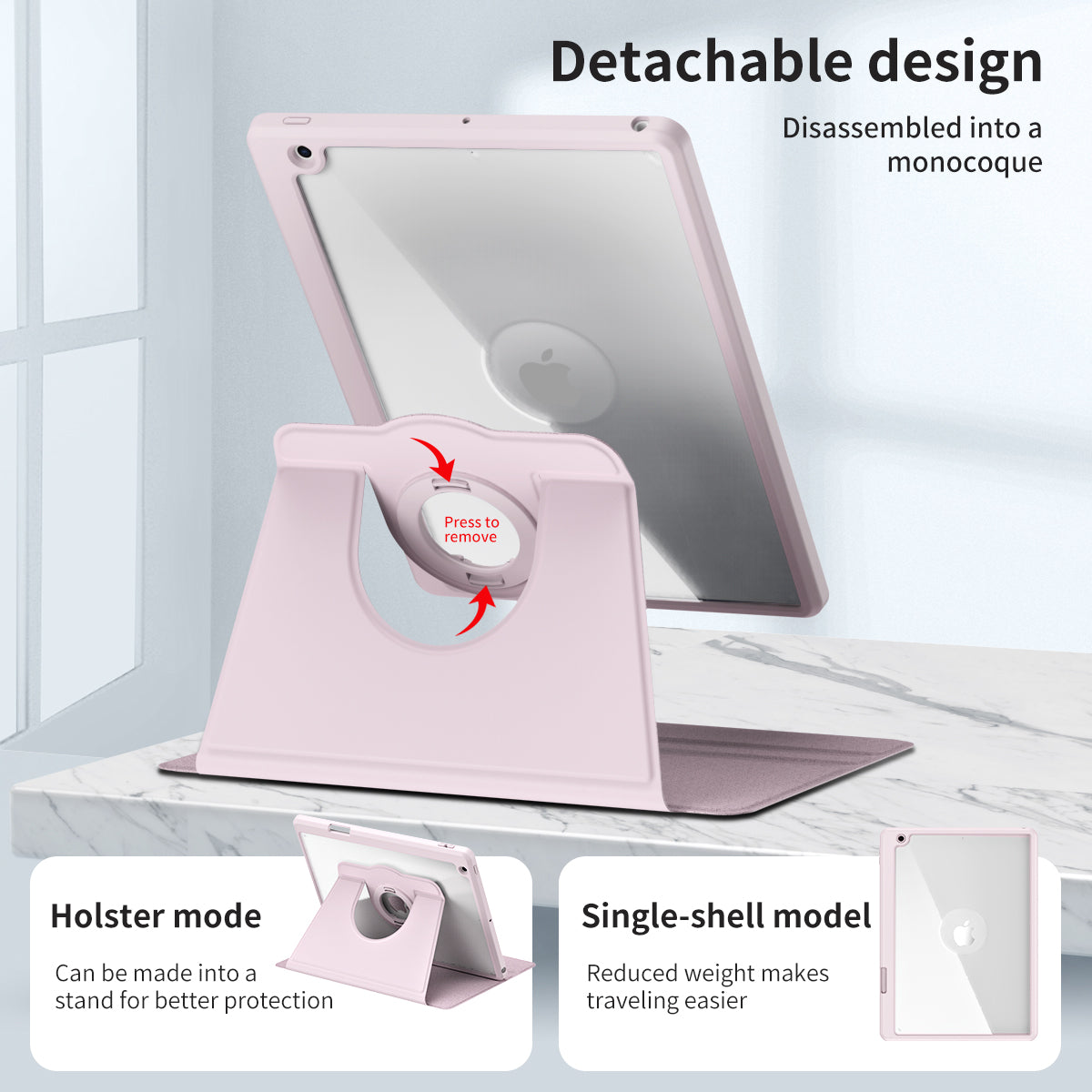 For iPad 10.2 (2021) / (2019) / (2020) Anti-Drop Tablet Case Rotating Stand PU Leather TPU Cover