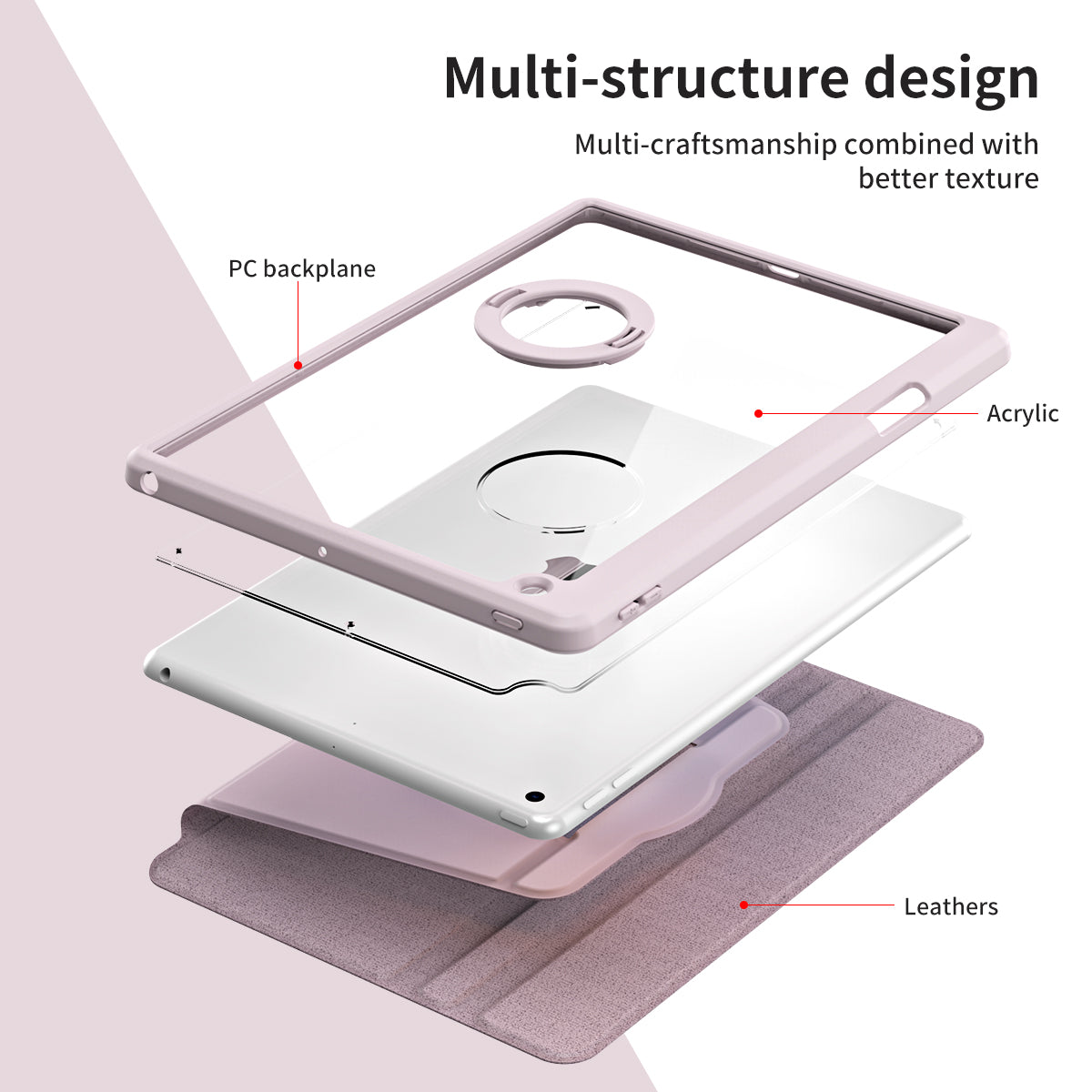 For iPad 10.2 (2021) / (2019) / (2020) Anti-Drop Tablet Case Rotating Stand PU Leather TPU Cover