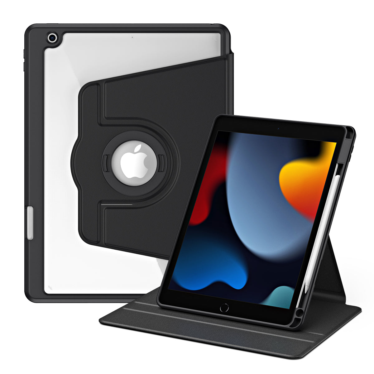 For iPad 10.2 (2021) / (2019) / (2020) Anti-Drop Tablet Case Rotating Stand PU Leather TPU Cover