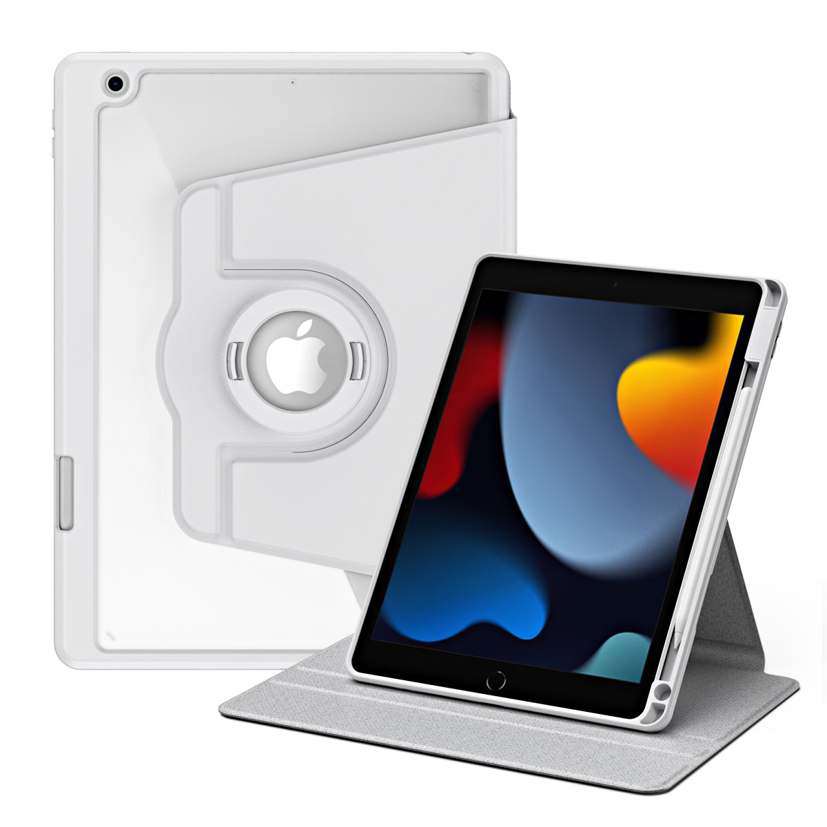 For iPad 10.2 (2021) / (2019) / (2020) Anti-Drop Tablet Case Rotating Stand PU Leather TPU Cover