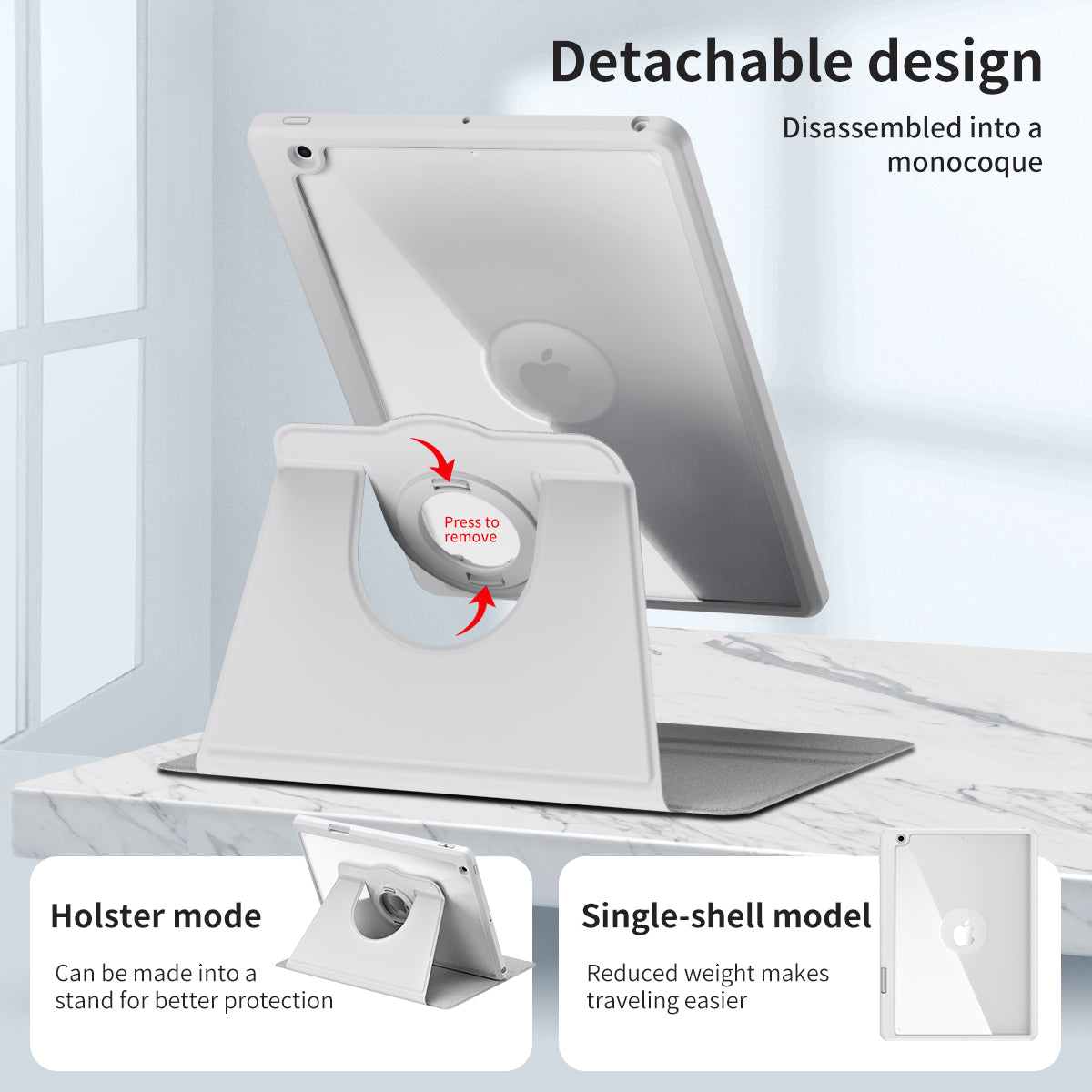 For iPad 10.2 (2021) / (2019) / (2020) Anti-Drop Tablet Case Rotating Stand PU Leather TPU Cover