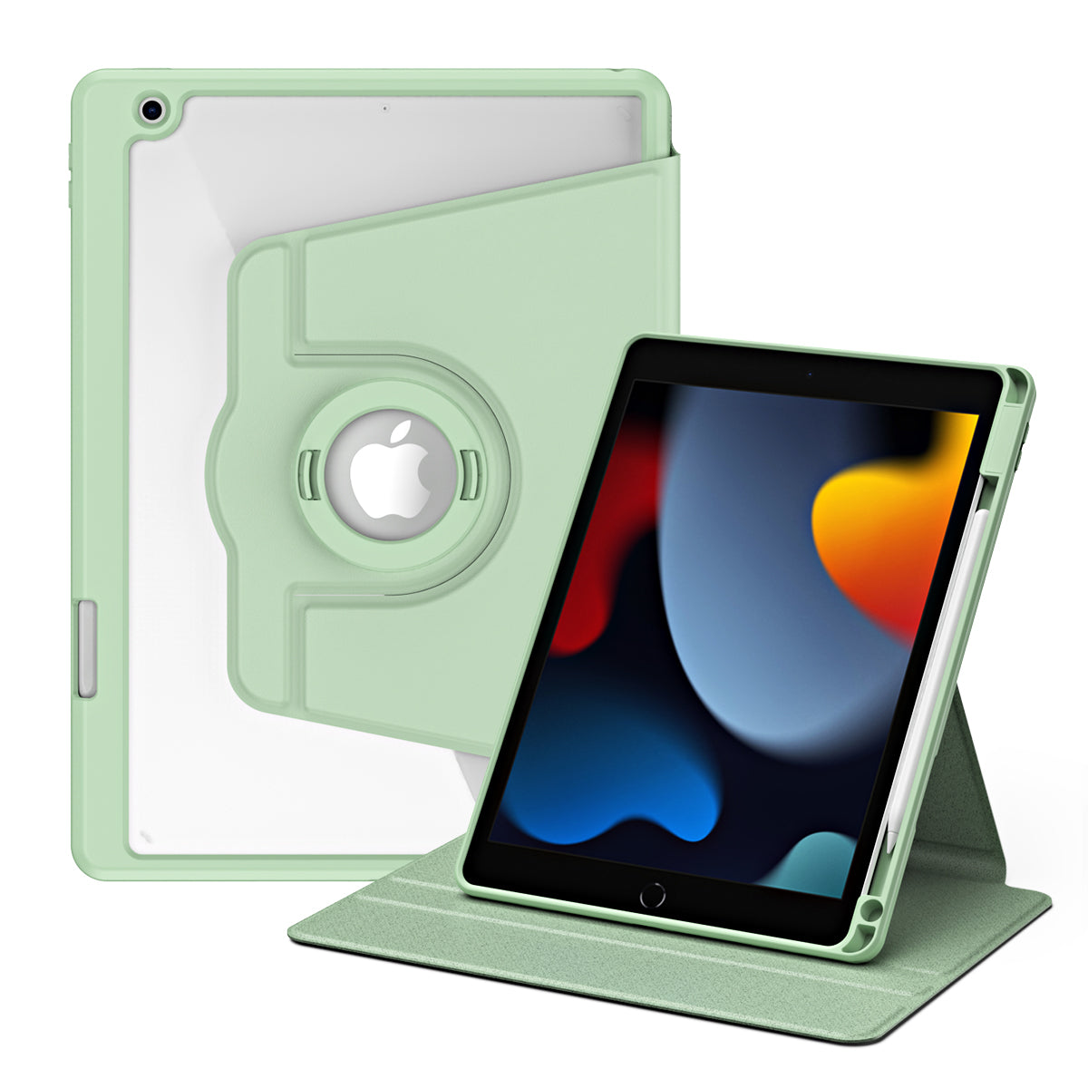 For iPad 10.2 (2021) / (2019) / (2020) Anti-Drop Tablet Case Rotating Stand PU Leather TPU Cover