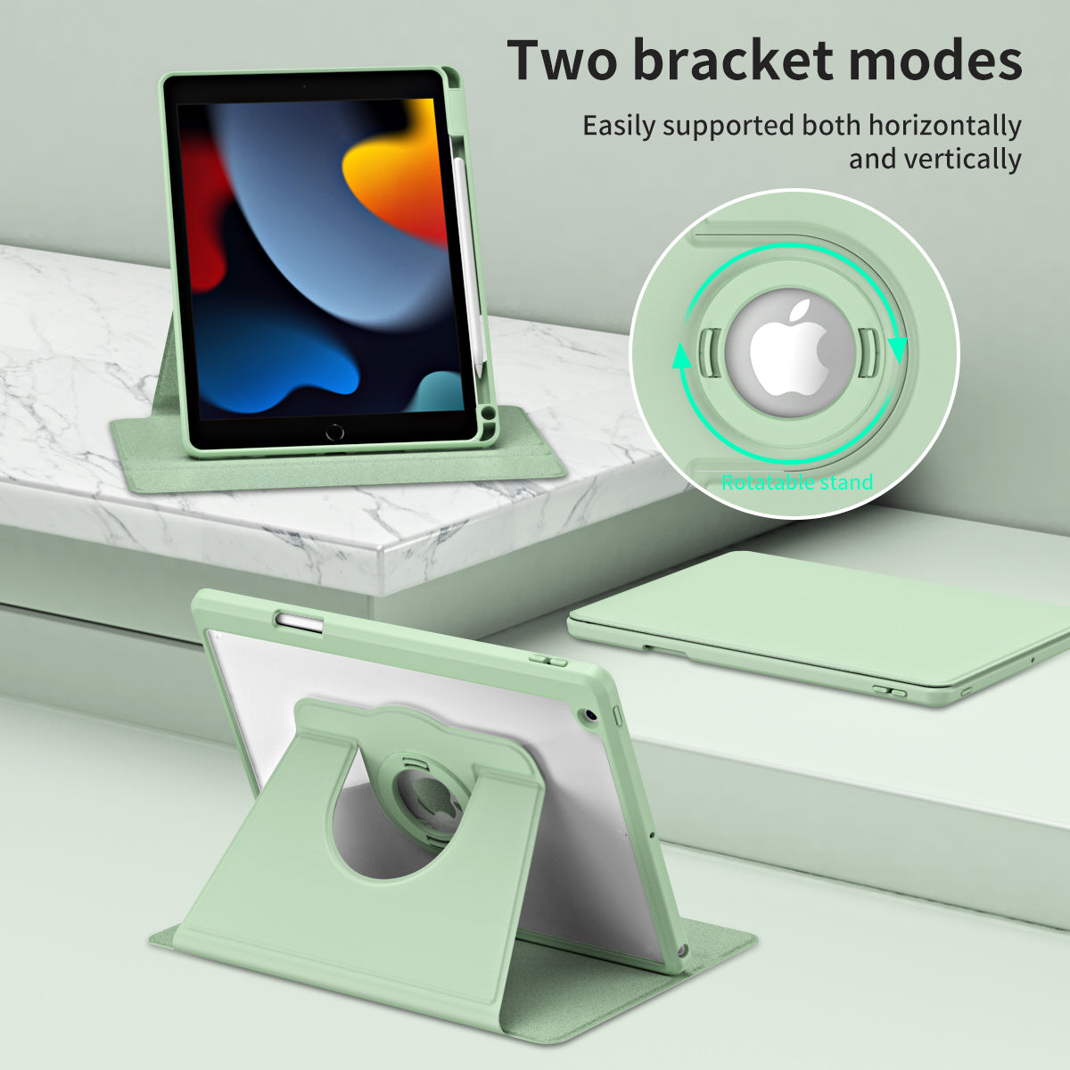 For iPad 10.2 (2021) / (2019) / (2020) Anti-Drop Tablet Case Rotating Stand PU Leather TPU Cover
