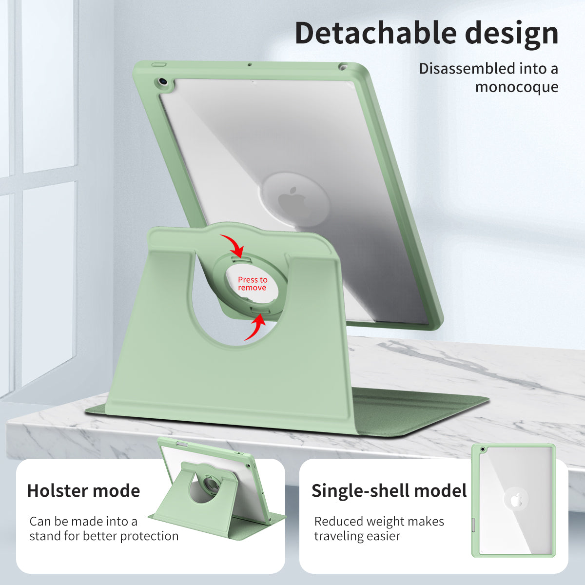 For iPad 10.2 (2021) / (2019) / (2020) Anti-Drop Tablet Case Rotating Stand PU Leather TPU Cover