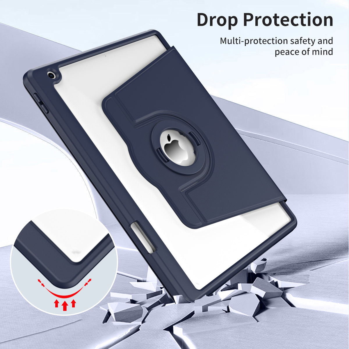 For iPad 10.2 (2021) / (2019) / (2020) Anti-Drop Tablet Case Rotating Stand PU Leather TPU Cover