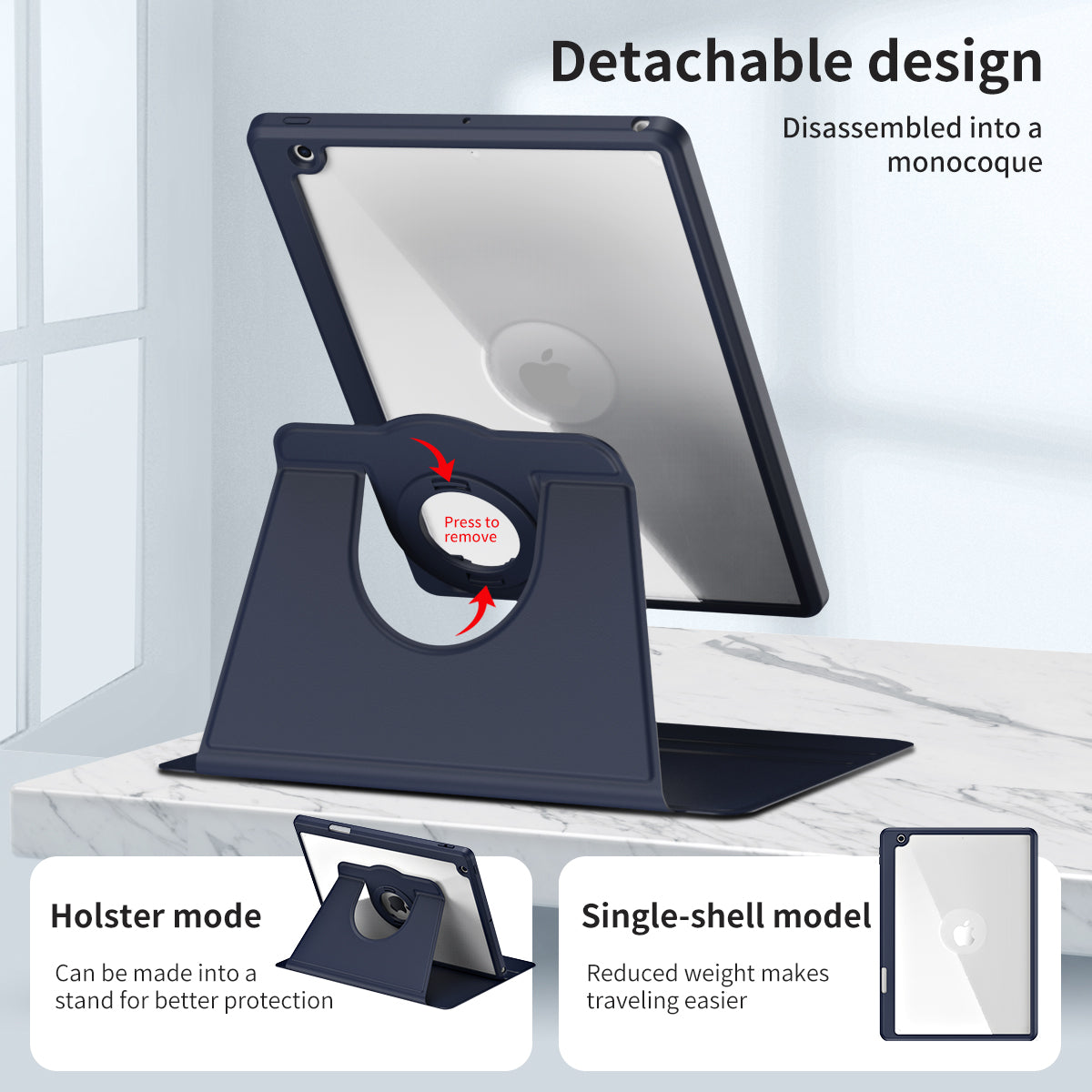 For iPad 10.2 (2021) / (2019) / (2020) Anti-Drop Tablet Case Rotating Stand PU Leather TPU Cover