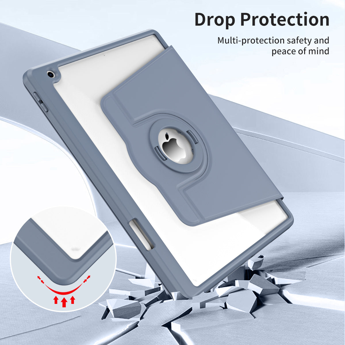 For iPad 10.2 (2021) / (2019) / (2020) Anti-Drop Tablet Case Rotating Stand PU Leather TPU Cover