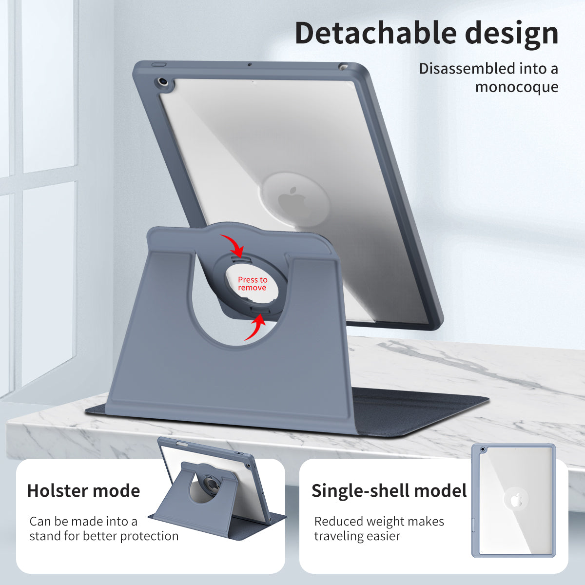 For iPad 10.2 (2021) / (2019) / (2020) Anti-Drop Tablet Case Rotating Stand PU Leather TPU Cover