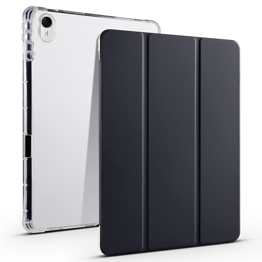 For Huawei MatePad 11.5 Smart Trifold Stand Case PU Leather Transparent TPU Back Tablet Cover with Pencil Holder