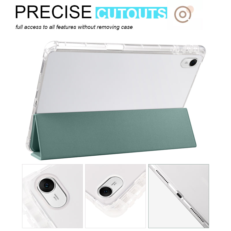 For Huawei MatePad 11.5 Smart Trifold Stand Case PU Leather Transparent TPU Back Tablet Cover with Pencil Holder